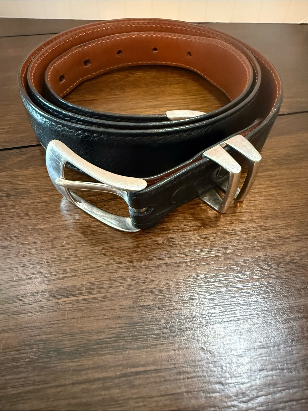 Men’s Tom Taylor Randle Moore Sterling Silver Leather Belt Size 40